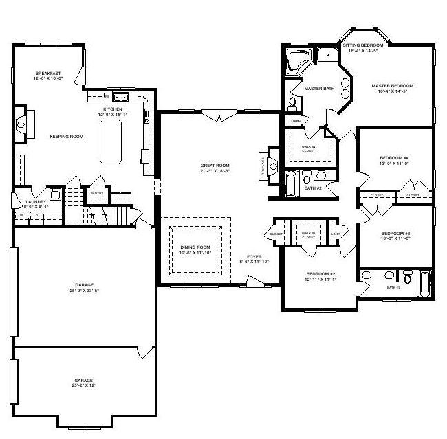 Afton Villa (AAI001) 2760 Square Foot Ranch Floor Plan
